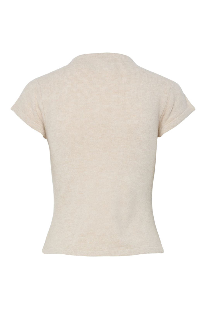 Pieces - Pcfamilla Ss Mock Neck Knit Top Fsy - 4861089 Silver Gray Melange