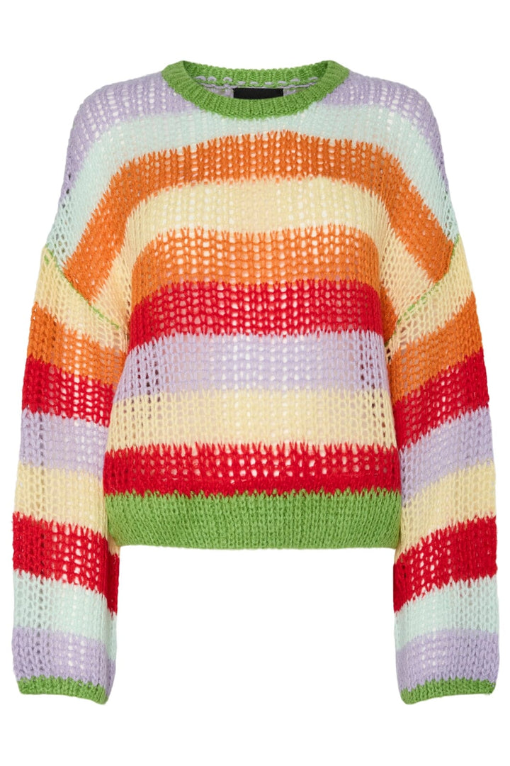Pieces - Pchilje Ls O-Neck Knit - 4789671 High Risk Red Multi Colored Strikbluser