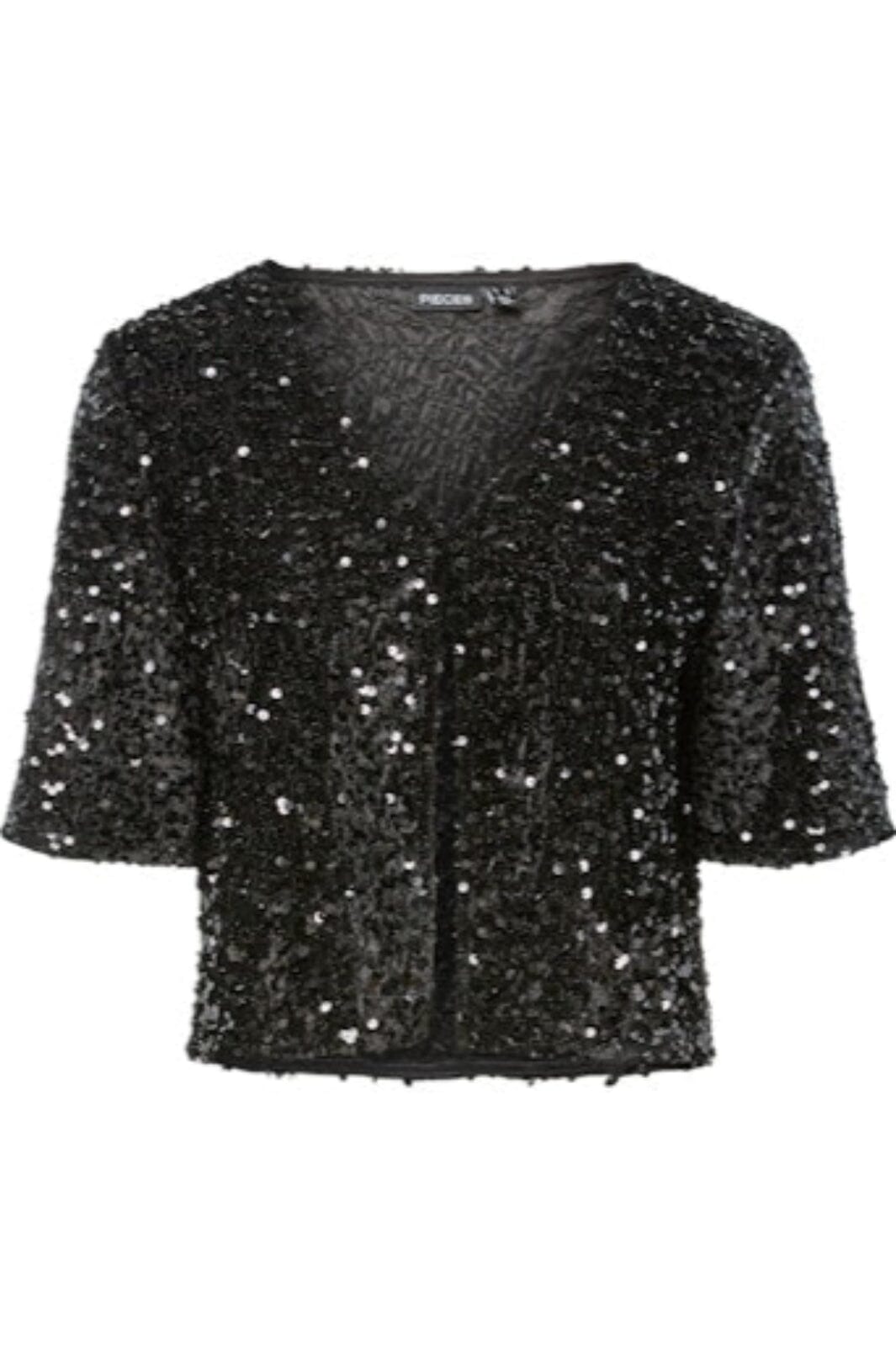 Pieces - Pckam 2/4 Cardigan - 4883152 Black Black Sequins Cardigans