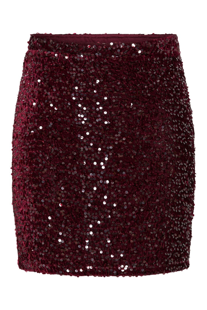 Pieces - Pckam New Short Skirt - 4859161 Tawny Port Tawney Port Sequins