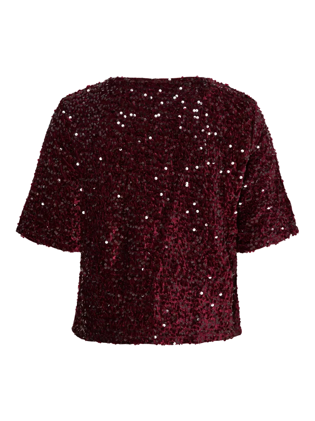 Pieces - Pckam Ss Top - 4859171 Tawny Port Tawney Port Sequins Toppe
