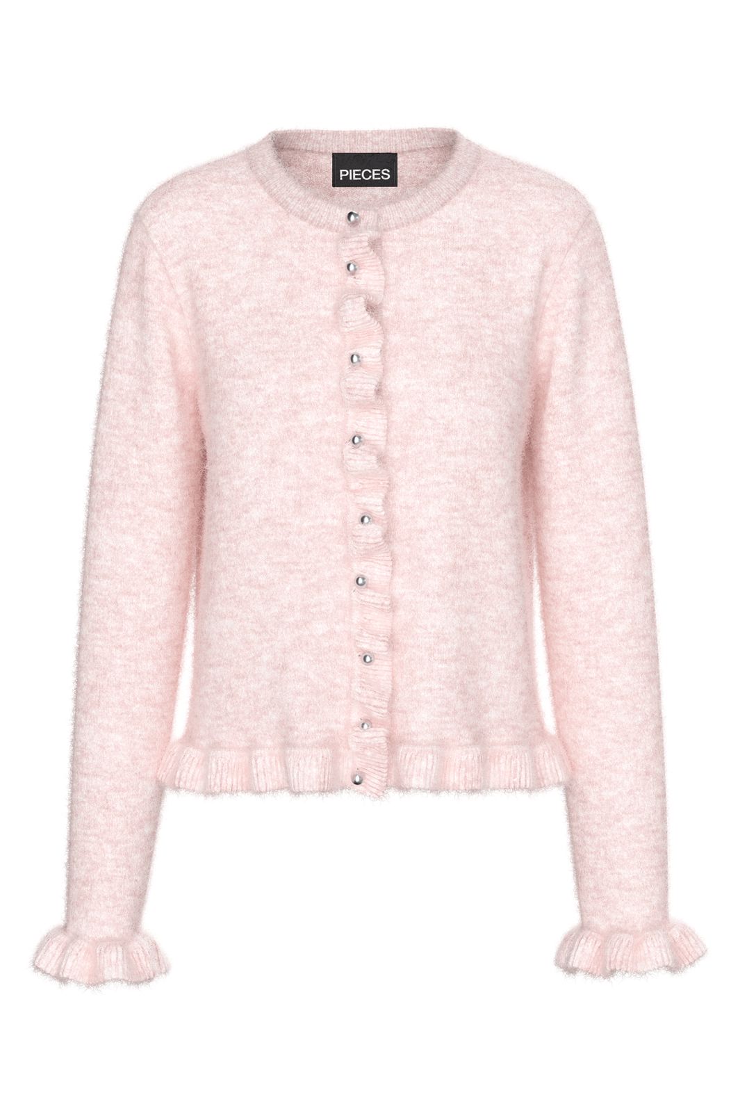 Pieces - Pclydia Ls Frill Knit Cardigan Fsy - 5009994 Roseate Spoonbill