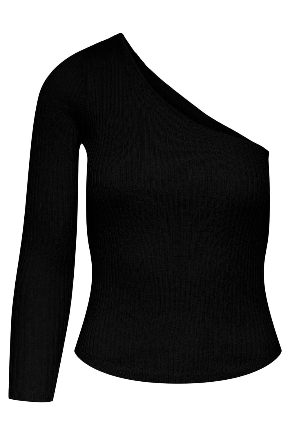Pieces - Pcmandy One Shoulder Knit Top Dmo - Black Bluser