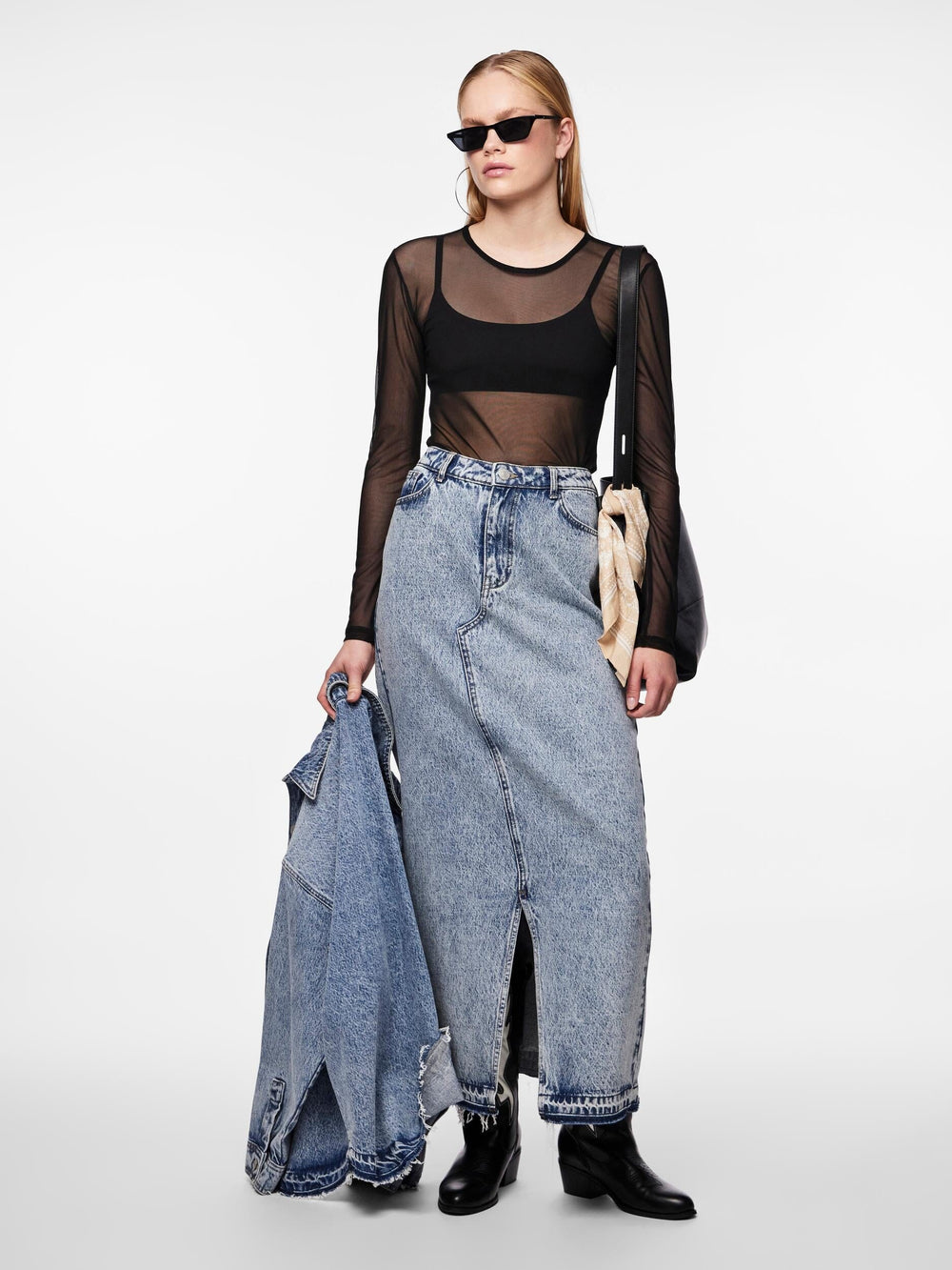 Pieces - Pcnora Ankle Skirt - 4499392 Medium Blue Denim Nederdele