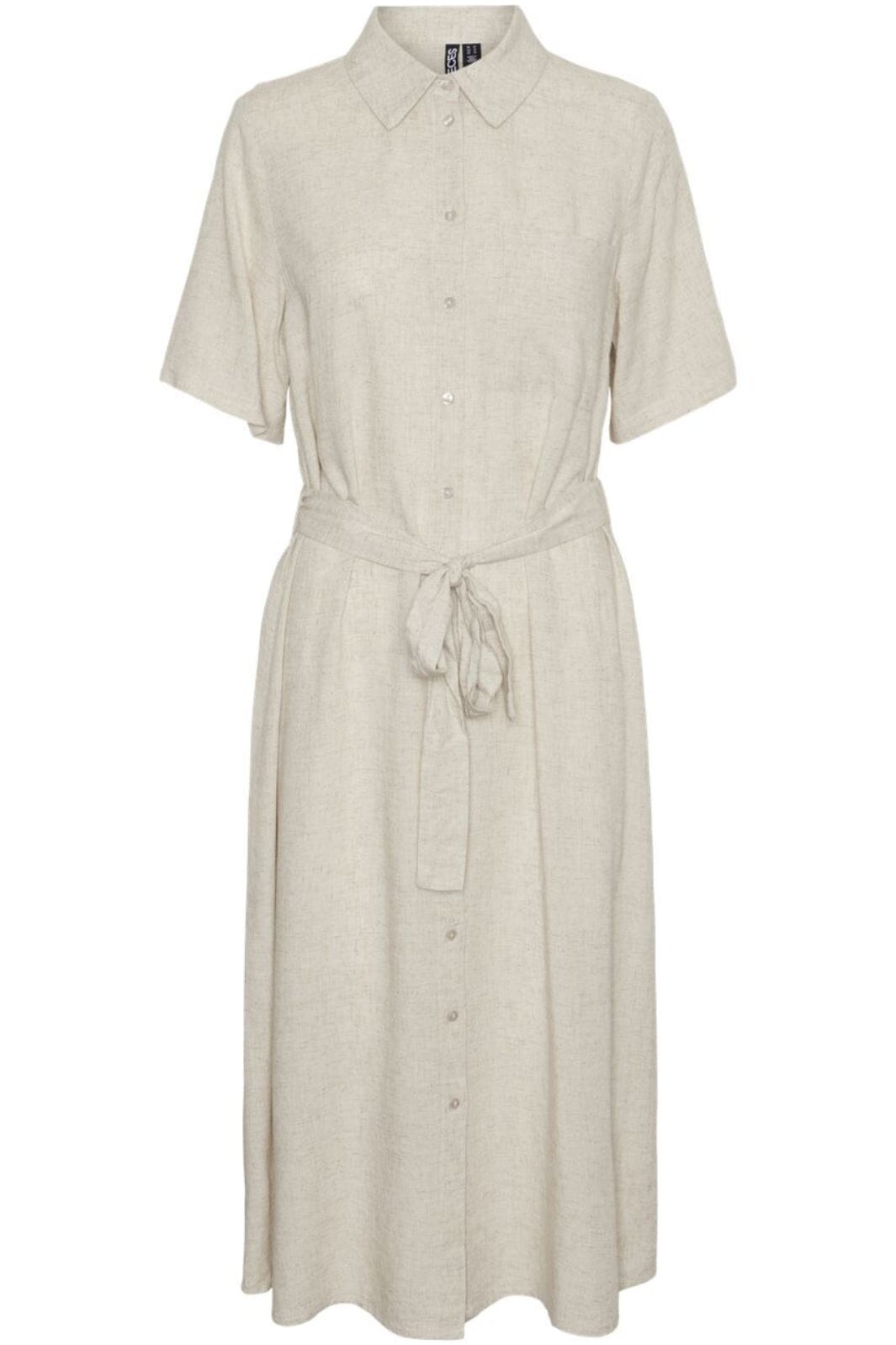 Pieces - Pcpia 2/4 Midi Shirt Dress - 4764559 Birch Melange Kjoler