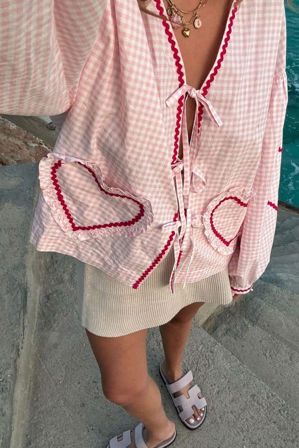 Sissel Edelbo - Astrid Organic Cotton Top SE 1023 - Pink Checks Bluser