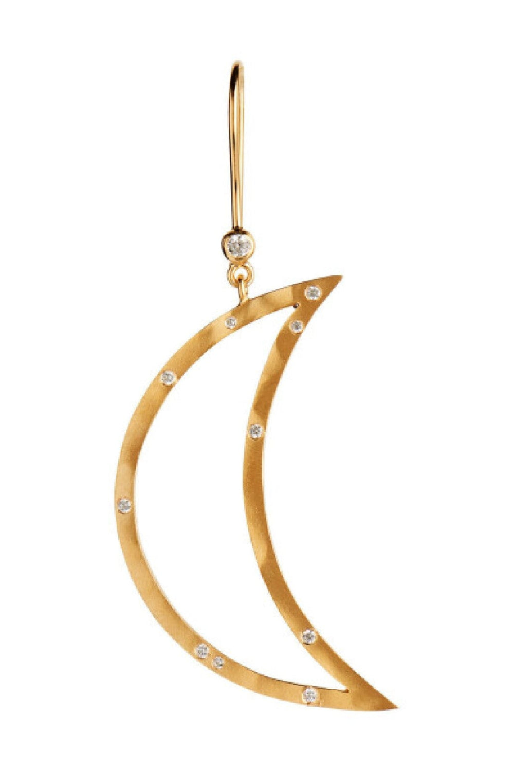 Stine A - Big Bella Moon With Stones Earring Gold - 1260-02-S Øreringe