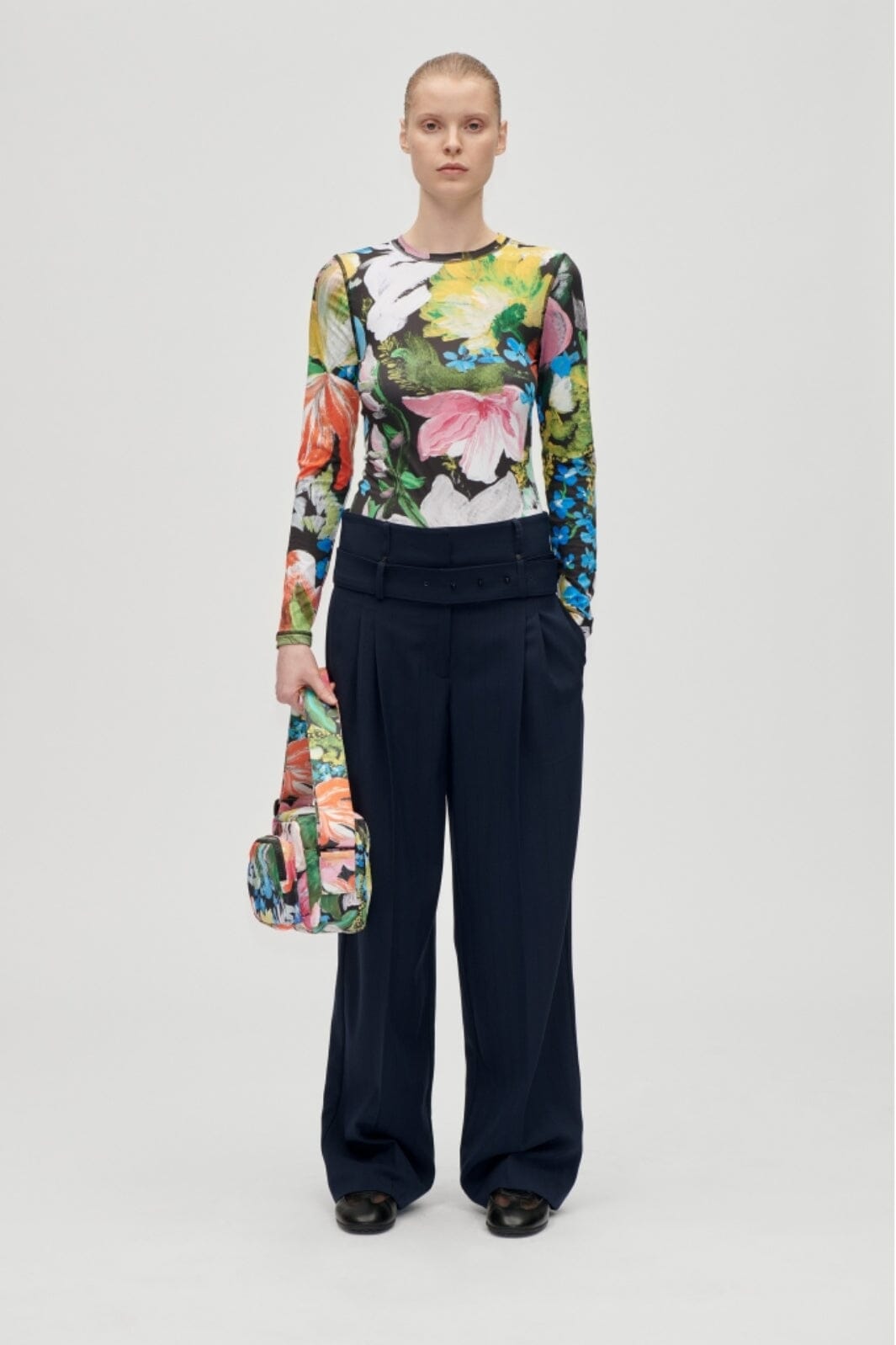 Stine Goya - 2244 Stocking Jersey, Elastic Long Sleeve Topsg-aw25-t007-2244 - Flowers Under The Sun