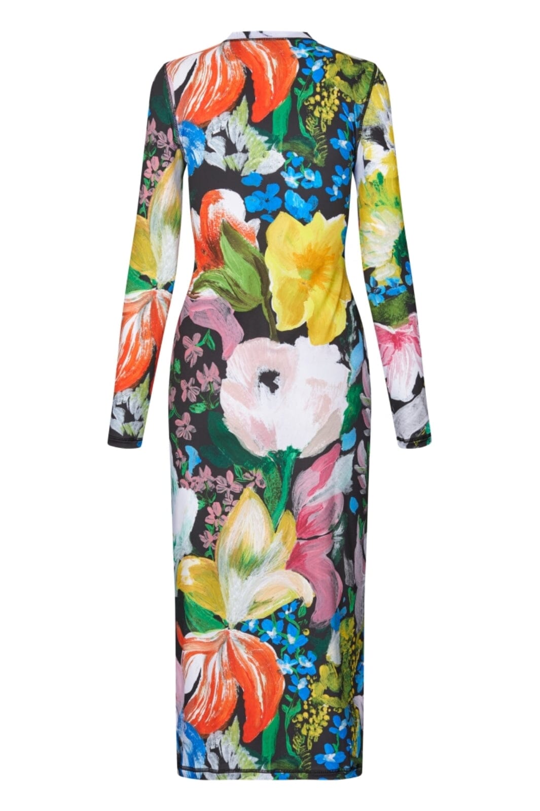 Stine Goya - 2244 Stocking Jersey, Pullover Long Sleeve Midi Dresssg-aw25-d074-2244 - Flowers Under The Sun