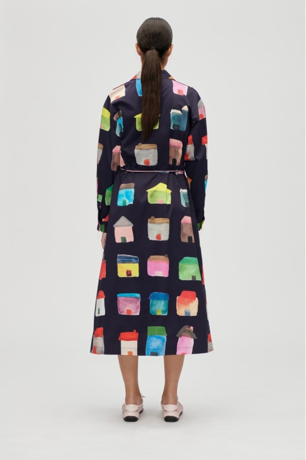 Stine Goya - 2340 Midweight Cotton, Long Sleeve Workwear Midi Dresssg-aw25-d172-2340 - Refugios