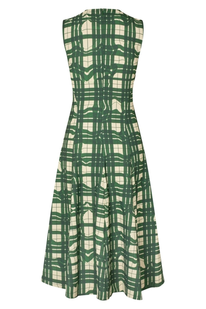 Stine Goya - 2429 Checkered Cady, Sleeveless Gathered Midi Dresssg-aw25-d162-2429 - Checkered Wave