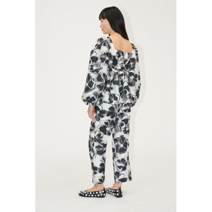 Stine Goya - Square Neck Long Sleeve Top, 1608 Organza Jacquard - Anemone Jacquard Bluser