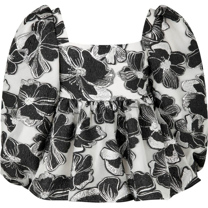 Stine Goya - Square Neck Long Sleeve Top, 1608 Organza Jacquard - Anemone Jacquard Bluser