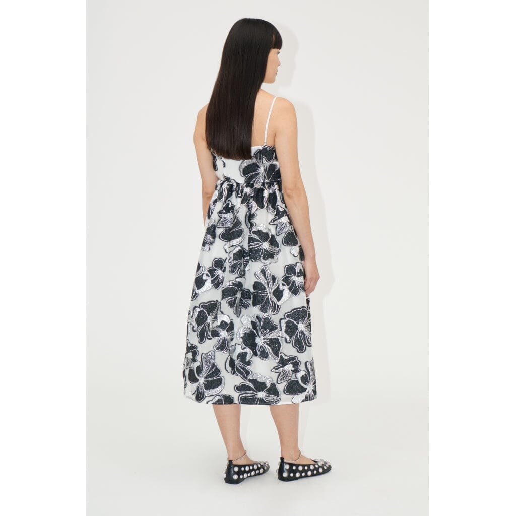 Stine Goya - Voluminous Gathered Midi Dress, 1608 Organza Jacquard - Anemone Jacquard Kjoler
