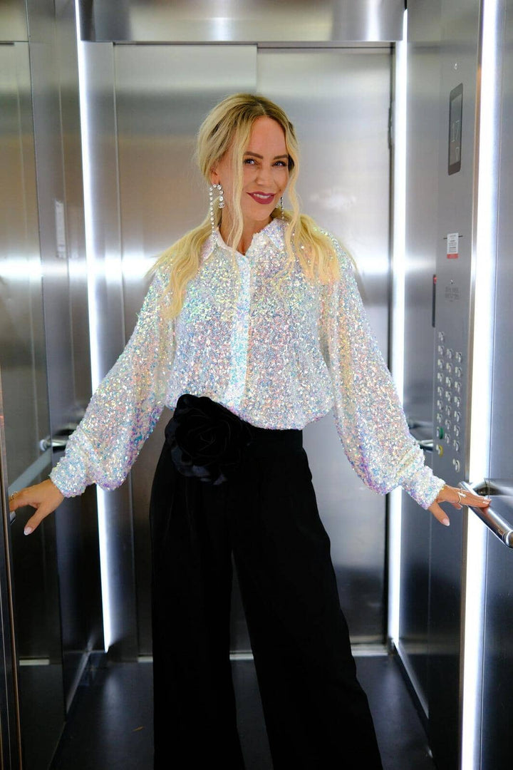 Valentin Studio - Classy Sequins Shirt - offwhite Skjorter