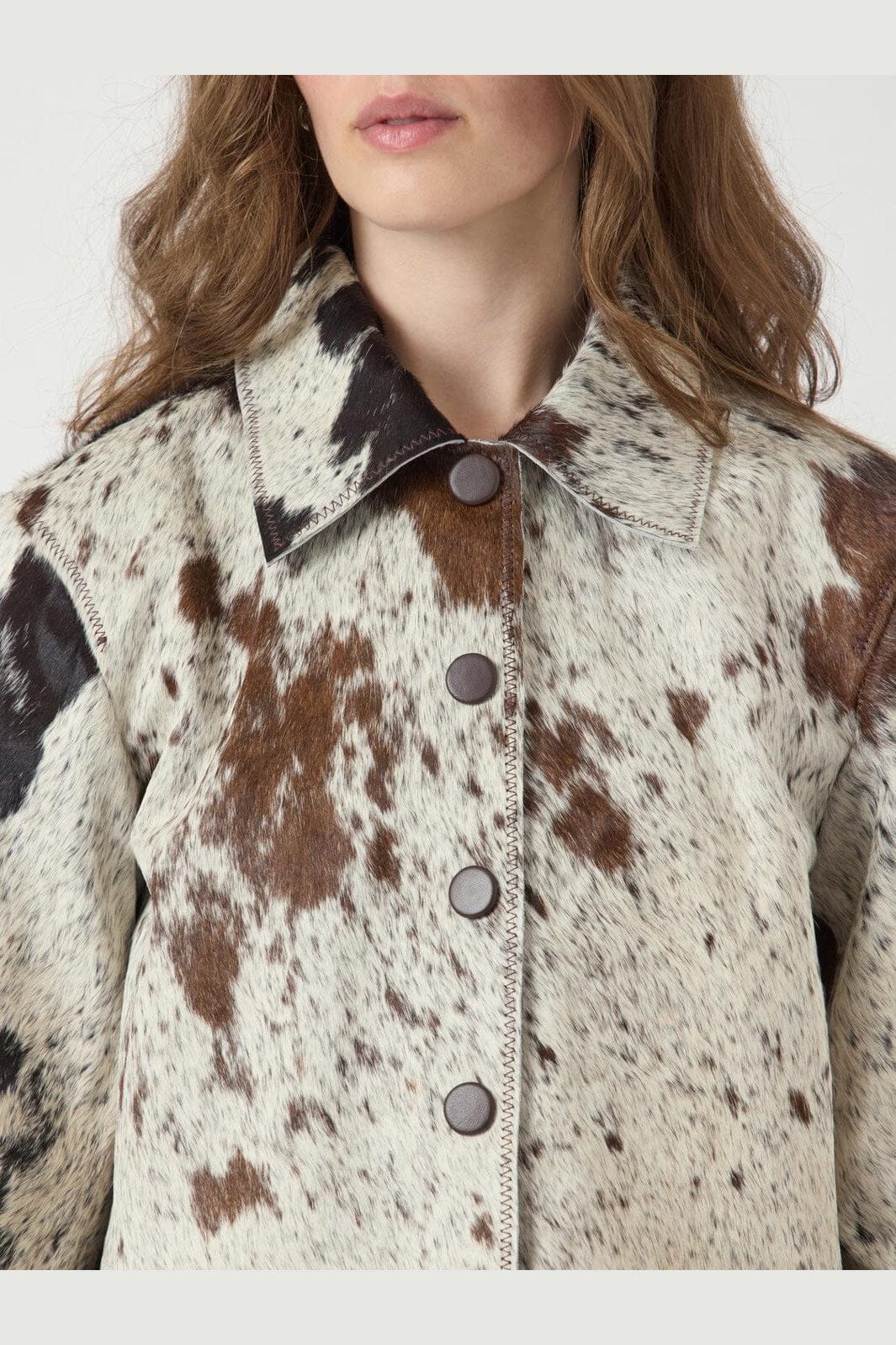 Y.A.S - Yascaroline Ls Cow Leather Jacket - 4964455 Chocolate Brown Cow Print