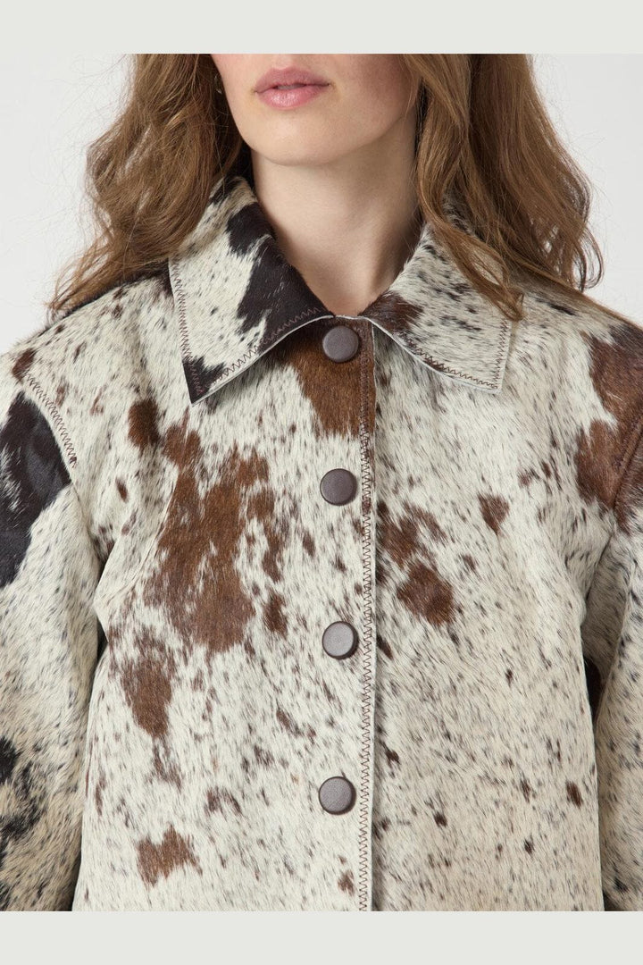 Y.A.S - Yascaroline Ls Cow Leather Jacket - 4964455 Chocolate Brown Cow Print