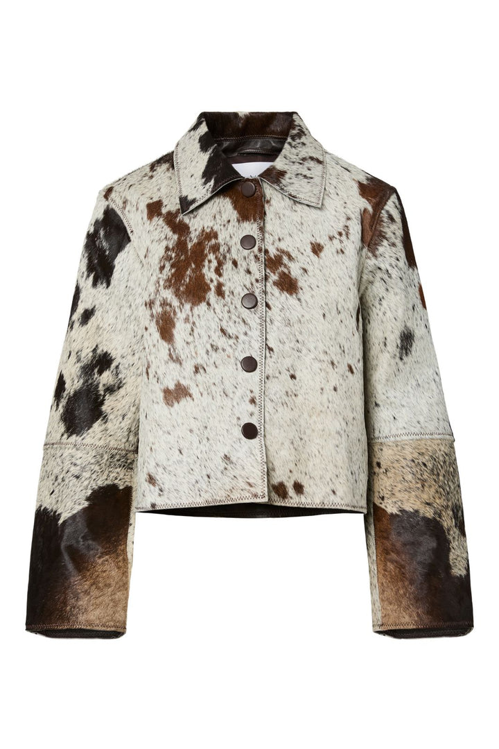 Y.A.S - Yascaroline Ls Cow Leather Jacket - 4964455 Chocolate Brown Cow Print