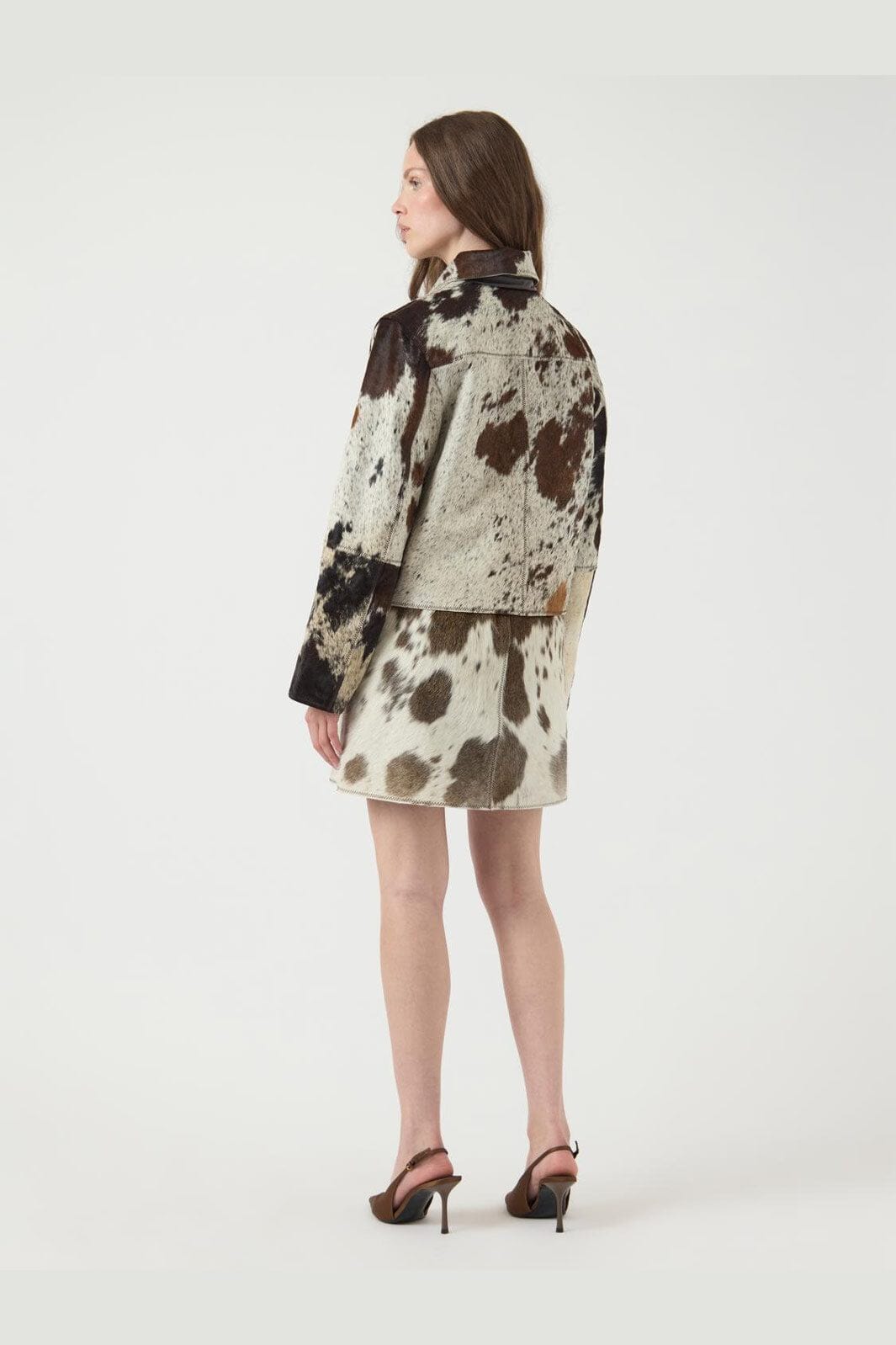 Y.A.S - Yascaroline Ls Cow Leather Jacket - 4964455 Chocolate Brown Cow Print