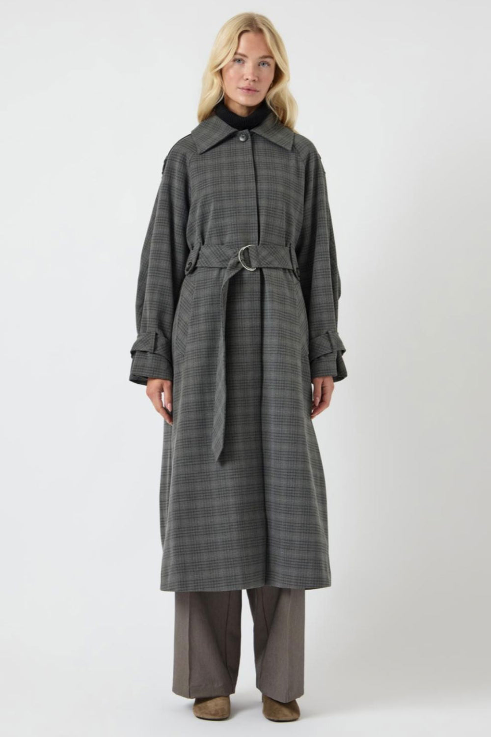 Y.A.S - Yascicco Ls Long Coat - 4887412 Dark Grey Melange W. Black Frakker