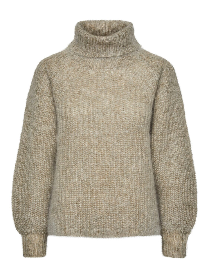 Y.A.S - Yaslambi Ls Knit Rollneck Pullover - 4656395 Abbey Stone Strikbluser