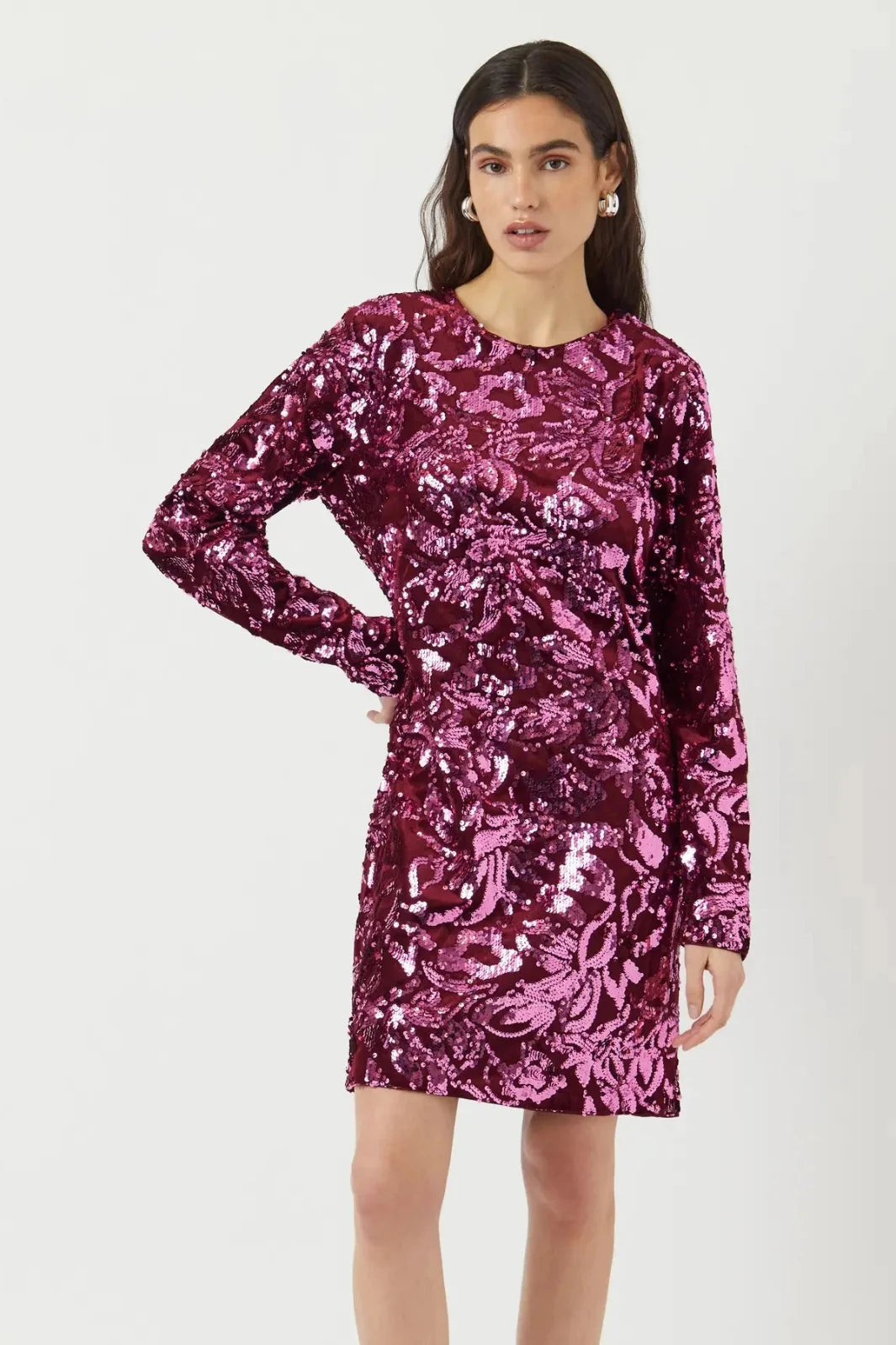 Y.A.S - Yasrococo Sl Sequin Dress - 4845831 Port Royale W Sequins Kjoler