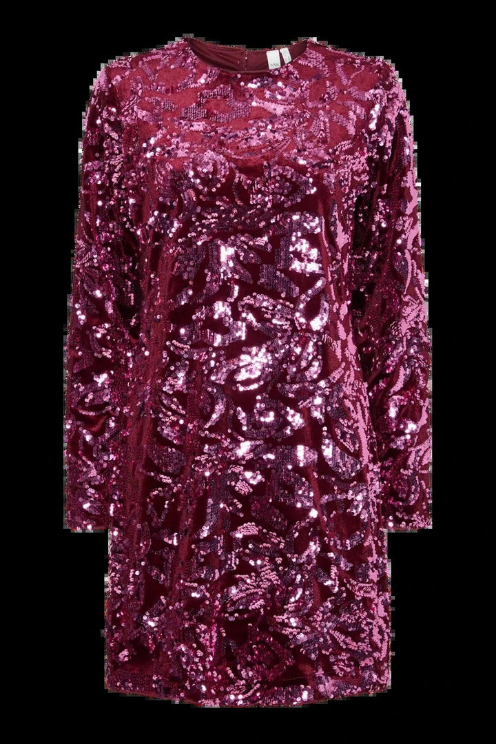 Y.A.S - Yasrococo Sl Sequin Dress - 4845831 Port Royale W Sequins Kjoler