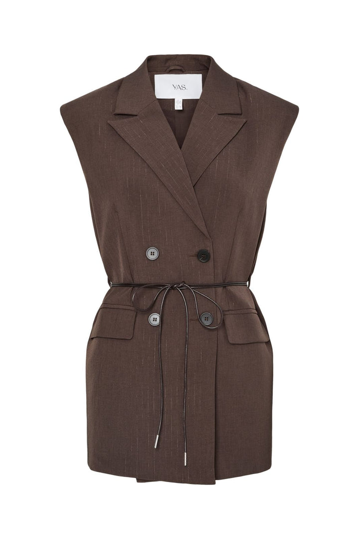 Y.A.S - Yasshimma Waistcoat - 4877080 Chocolate Brown W. Metallic Pinstripe