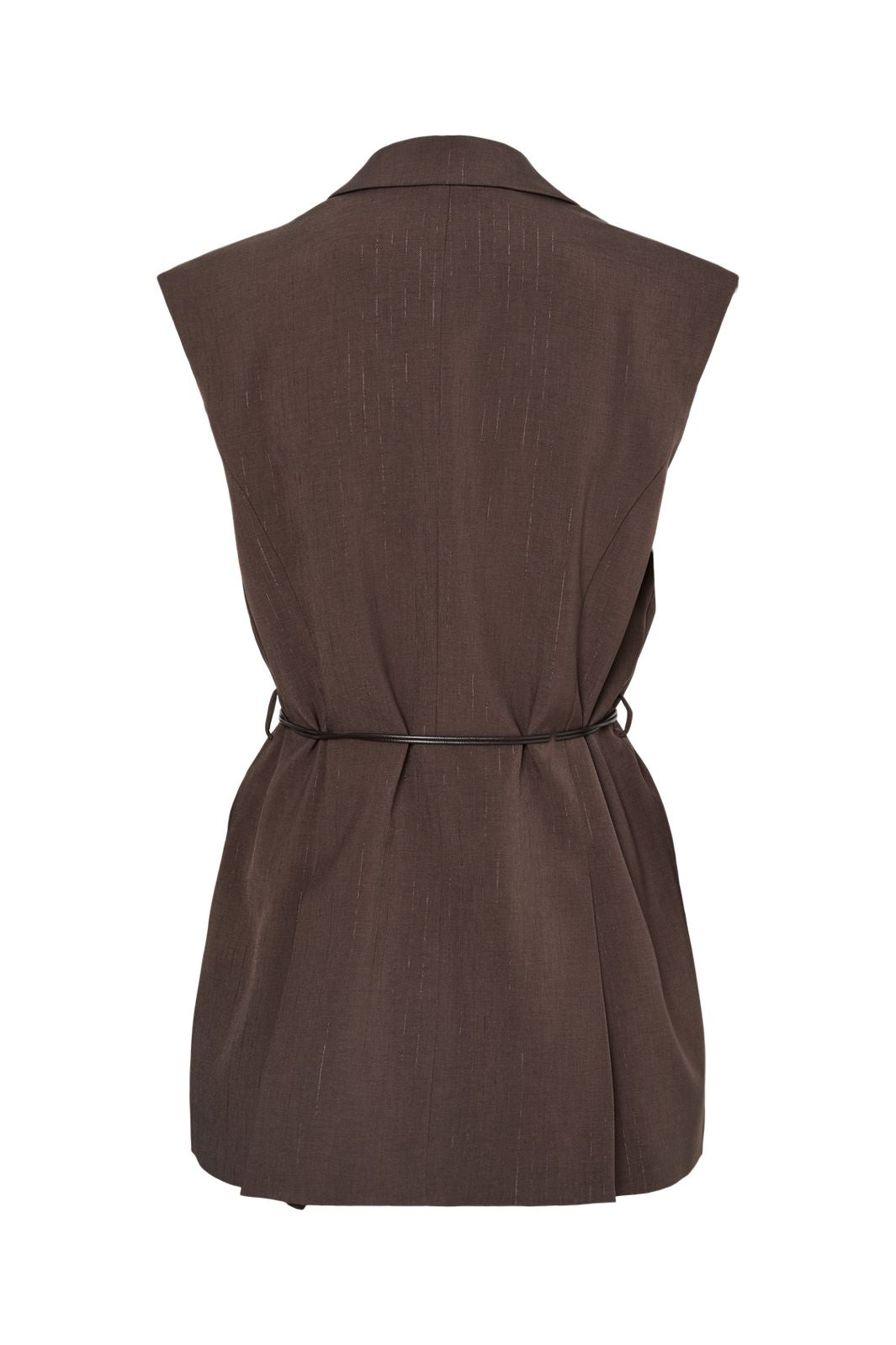 Y.A.S - Yasshimma Waistcoat - 4877080 Chocolate Brown W. Metallic Pinstripe