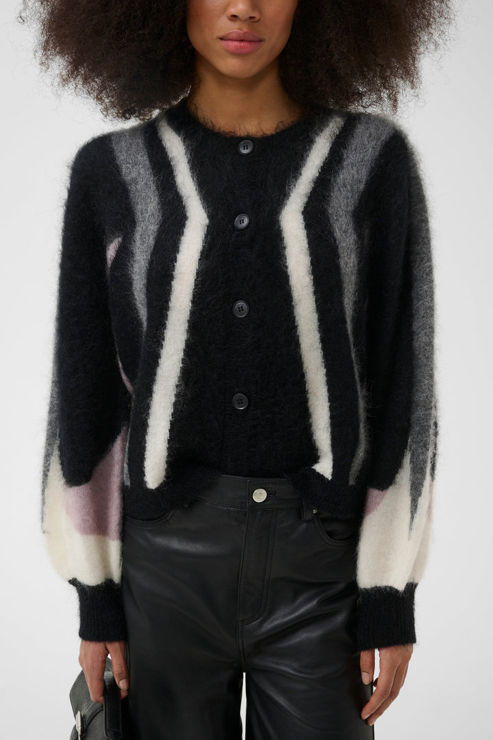 Gestuz - Gzdebbie Multi Cardigan 10911645 - 1000039 - Black/Off White/Grey/Quail