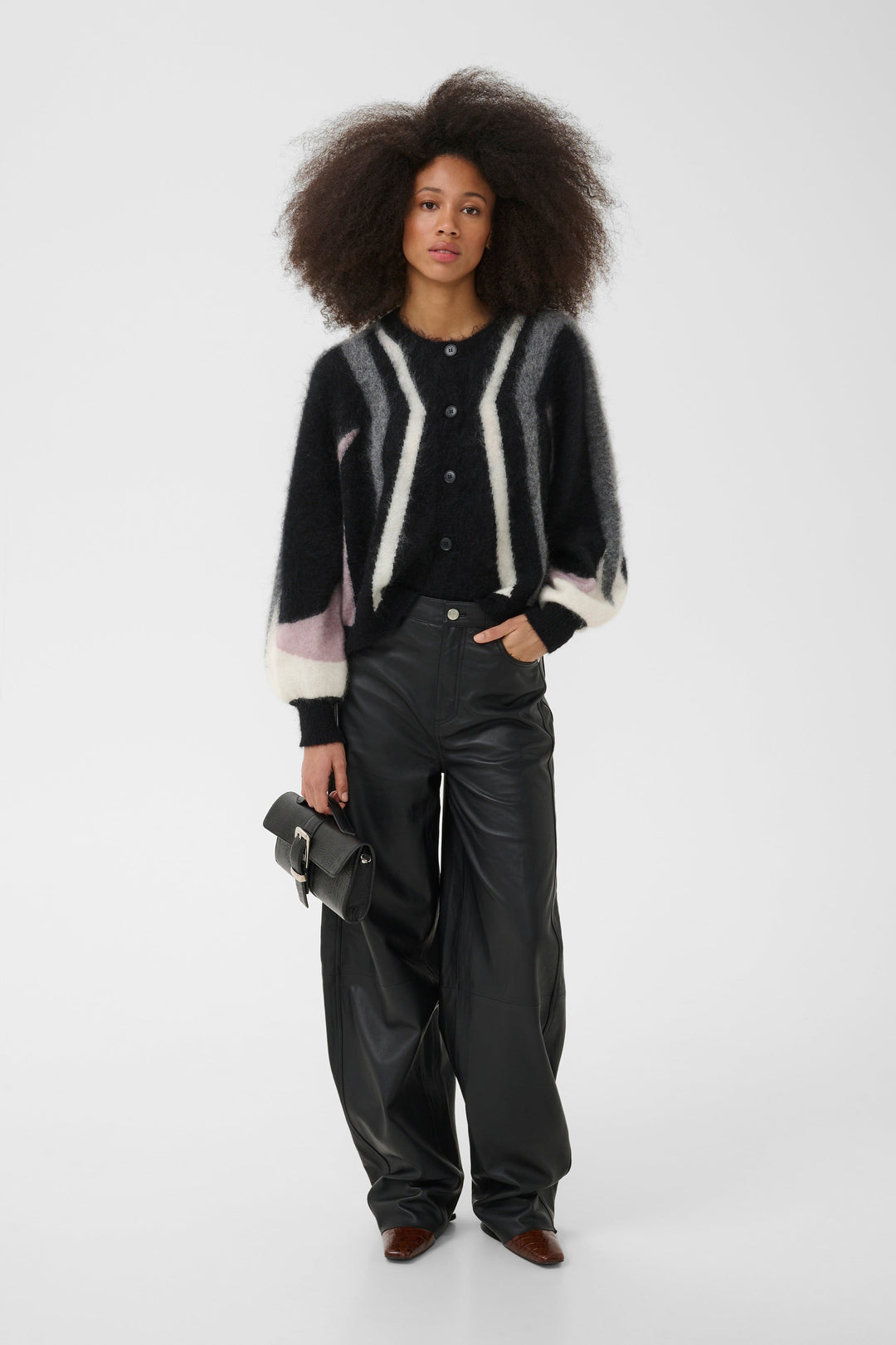 Gestuz - Gzdebbie Multi Cardigan 10911645 - 1000039 - Black/Off White/Grey/Quail