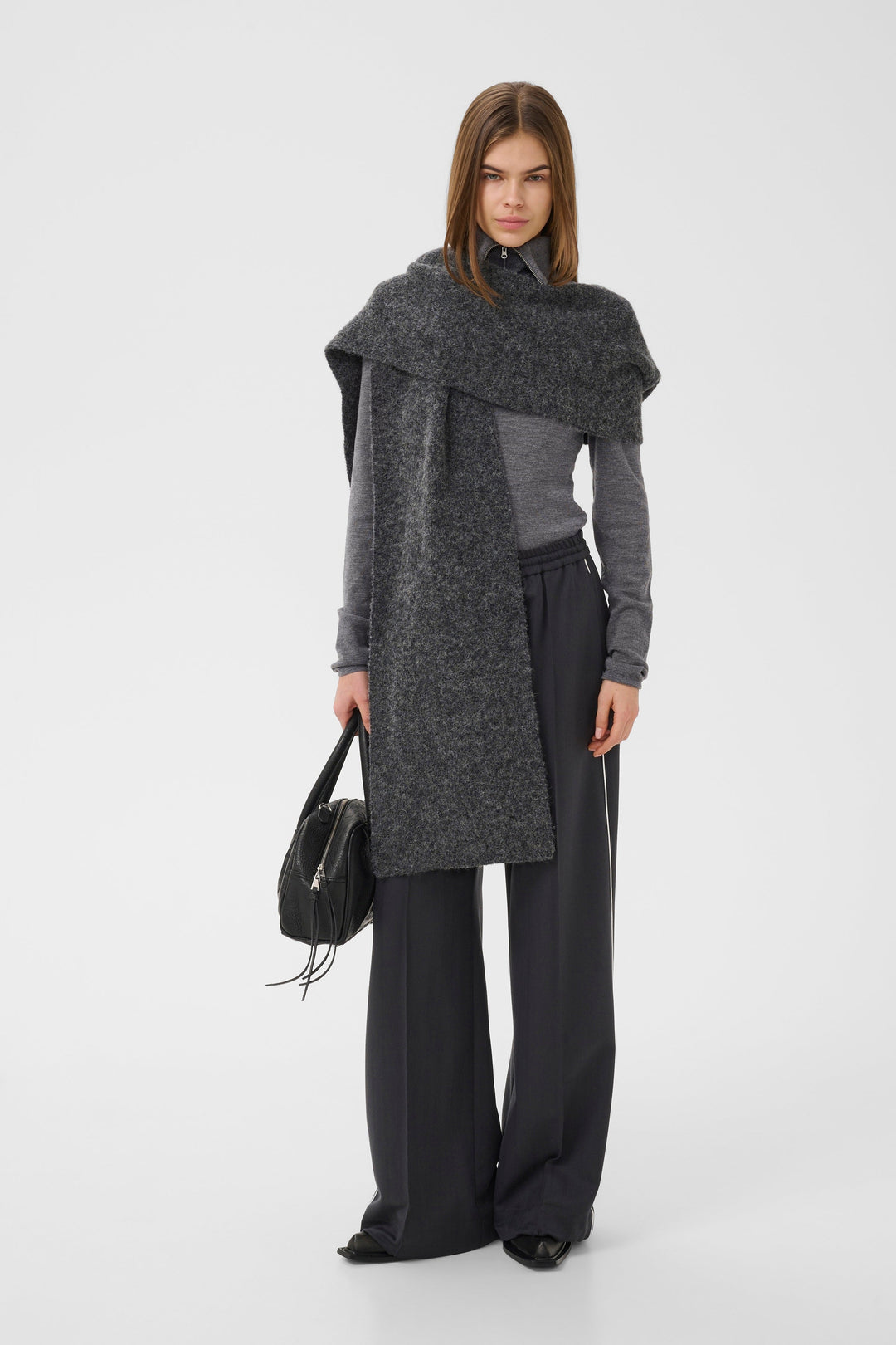 Gestuz - Gzalpha Hoodscarf 10911662 - 106286 - Charcoal Melange