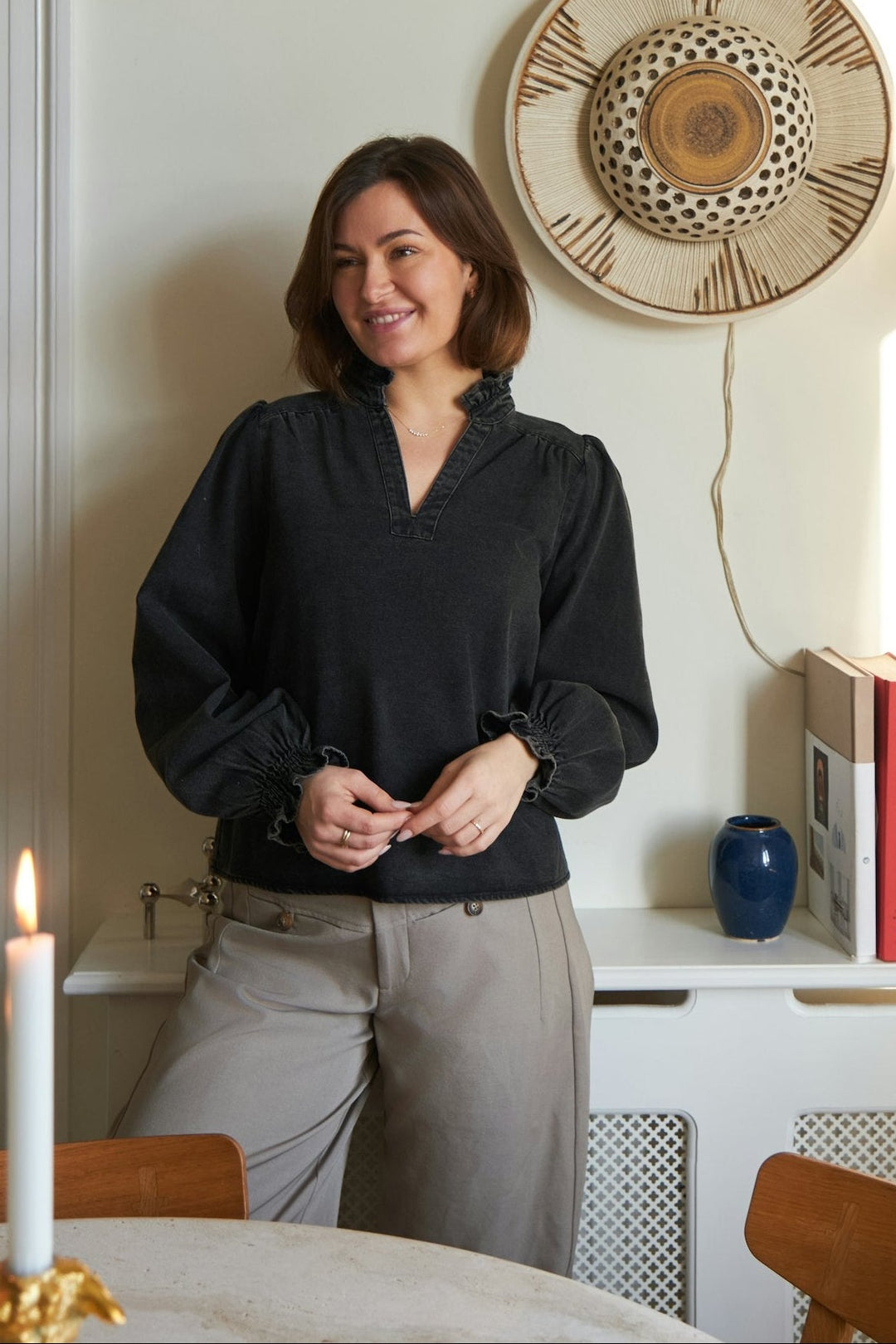 Neo Noir - Emmeline Denim Blouse 164434 - 100 - Black