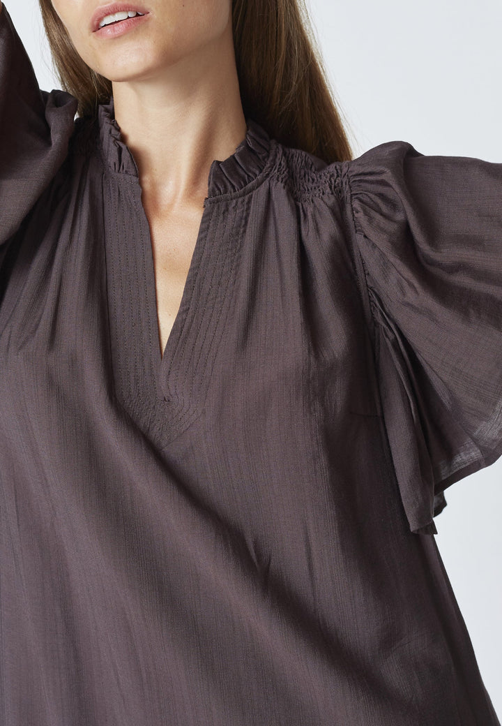 Co´Couture - Heracc Ss Frill Dress 36421 - 83 - Mocca