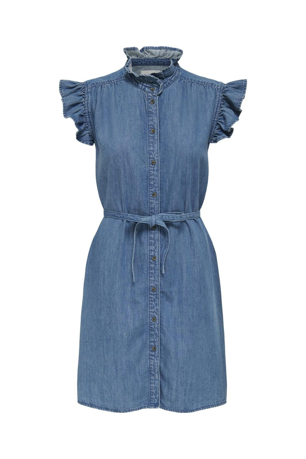 Only - Onlshania S/L Frill Dress Akm - 4863370 Medium Blue Denim