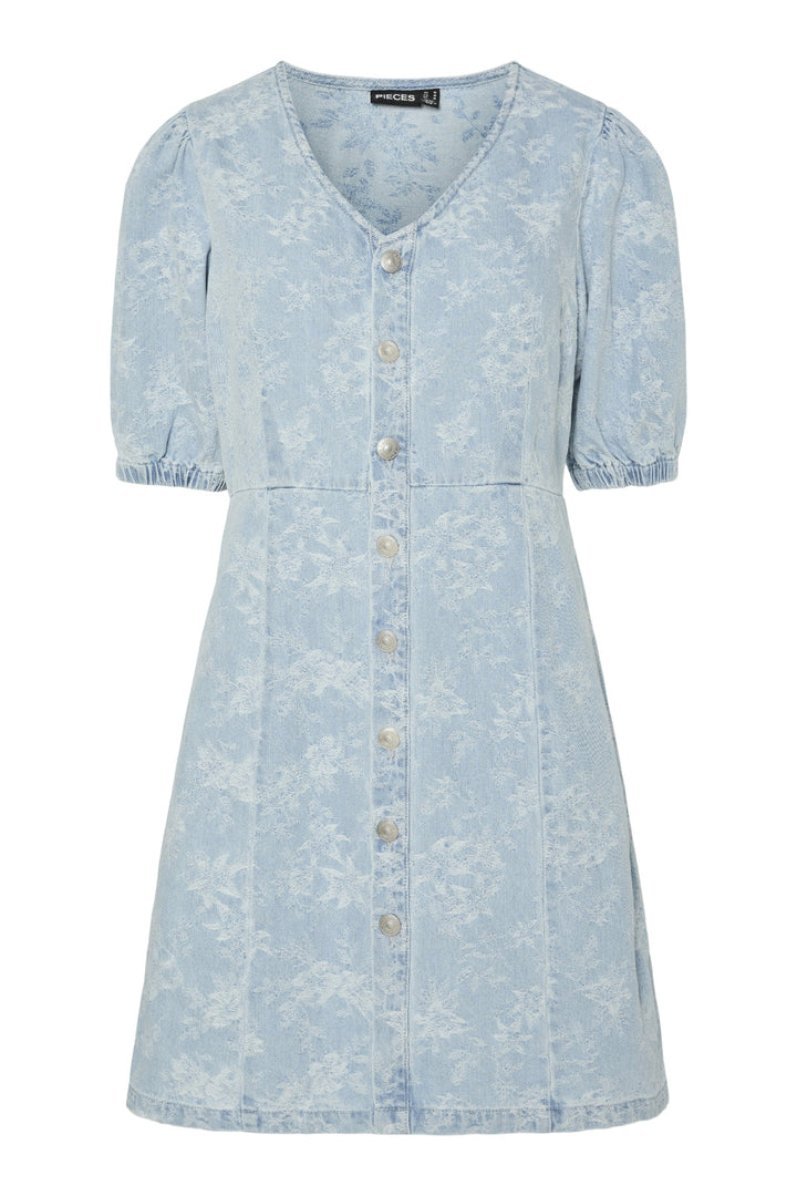 Pieces - Pcfeline Ss Denim Dress - 4777319 Light Blue Denim