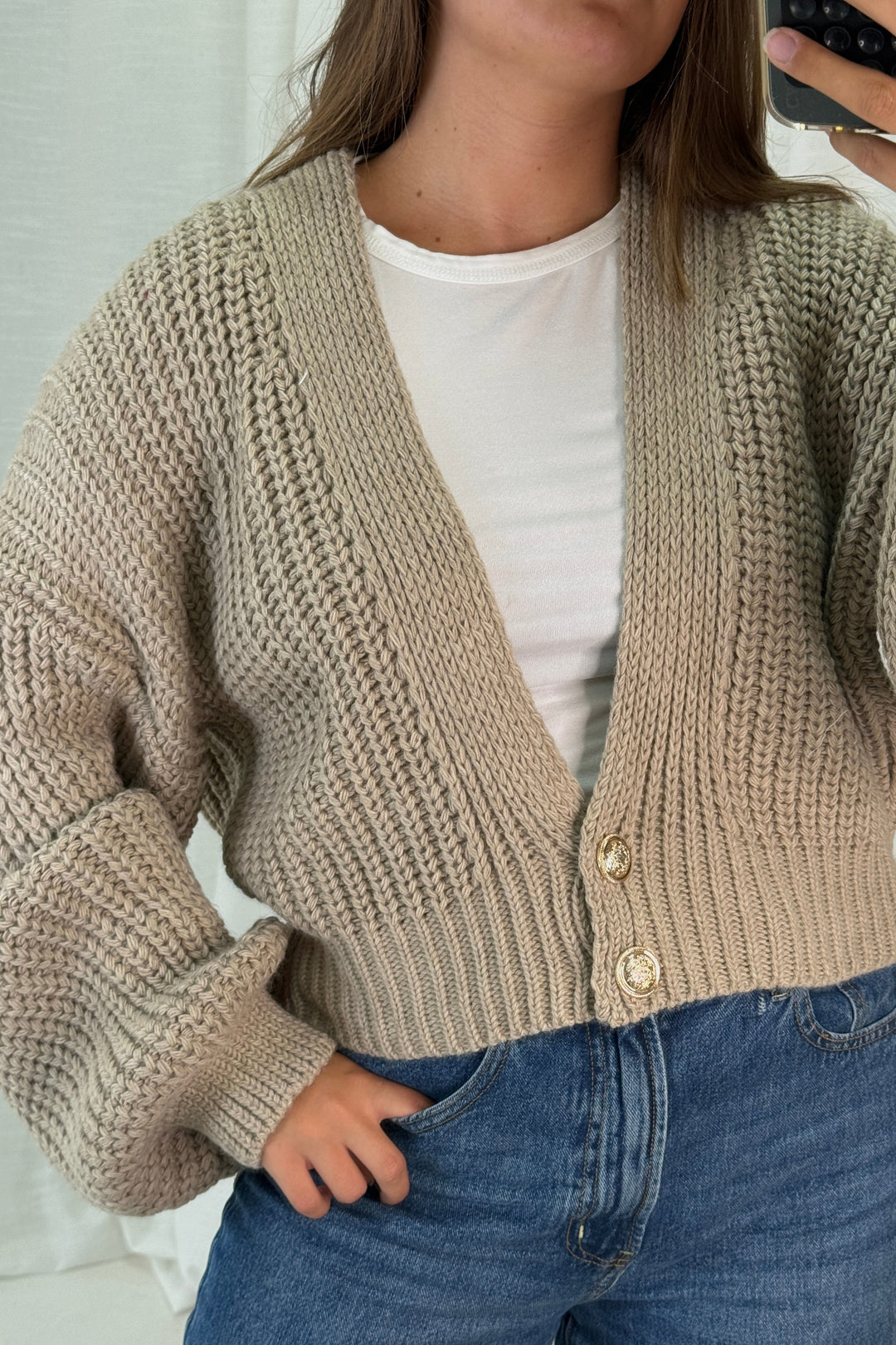 A-bee - Ivy Cardigan - Taupe