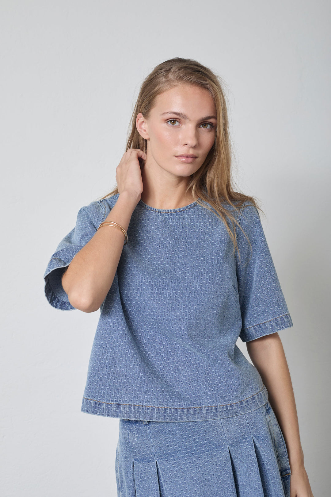 Co´Couture - Lovacc Denim Ss Blouse 45080 - 552 - Denim Blue