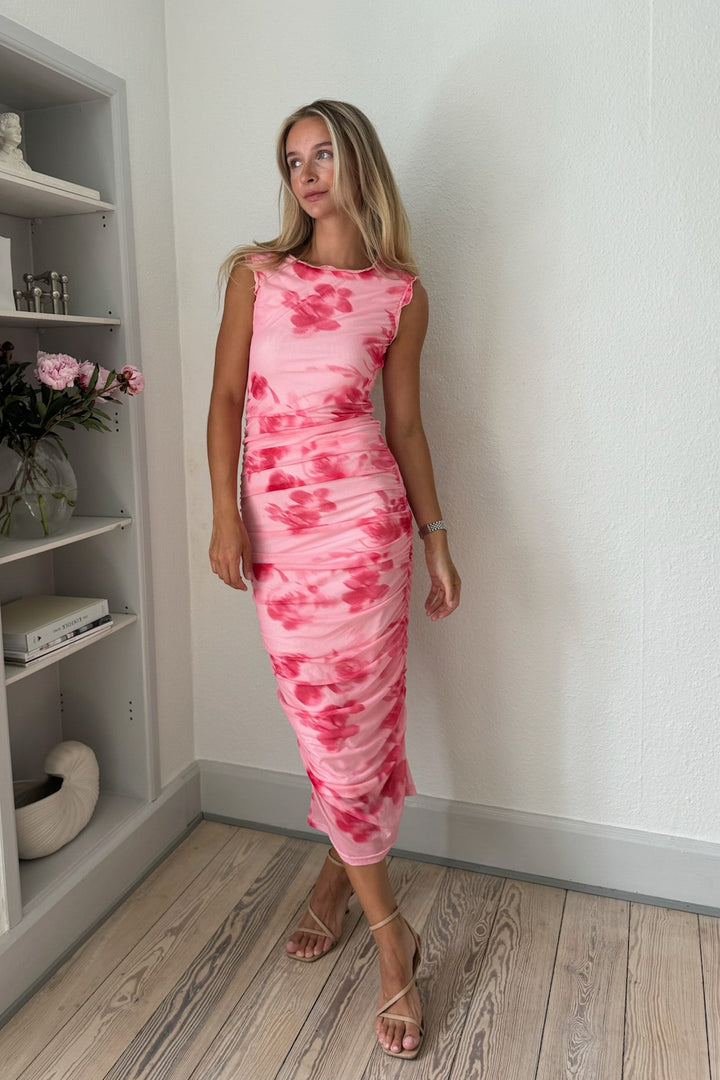 Précommande - BYIC - Miraic Mesh Dress - apfp Abstract Pink Flower Print