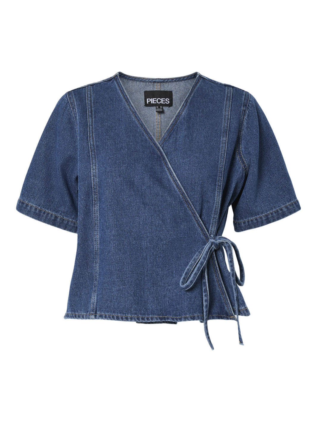 Pieces - Pcfibbo Ss Denim Top Pwp - 4795031 Medium Blue Denim