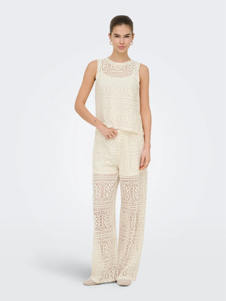 Only - Onllian Lace Wide Pants - 4990769 Birch