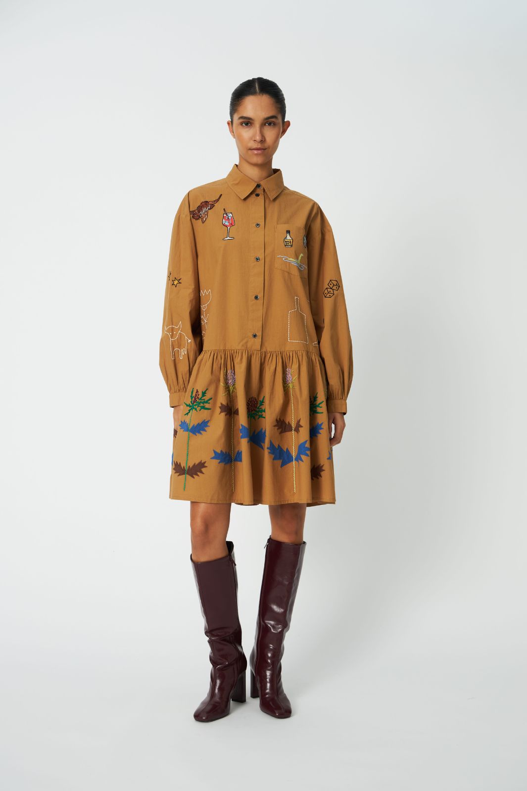 Stella Nova - Small Embroidery Dress Co63-4568 - 196 Khaki