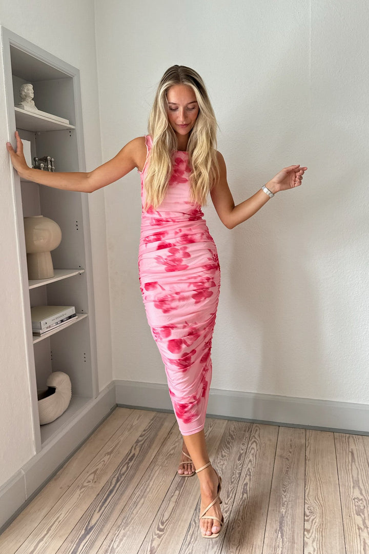 Précommande - BYIC - Miraic Mesh Dress - apfp Abstract Pink Flower Print