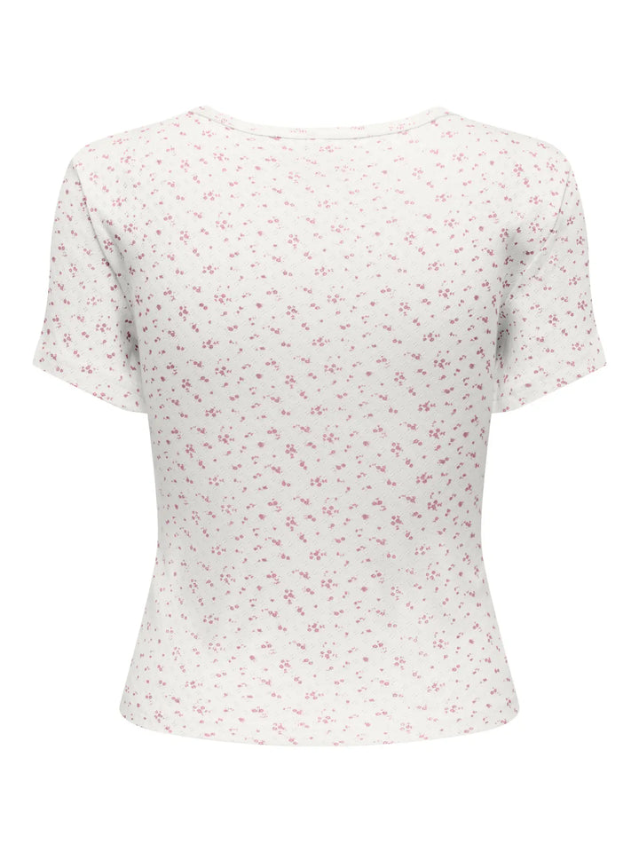 Only - Onlmadison S/S O-Neck Baby Tee - 4969624 Cloud Dancer Vivi Romance Rose