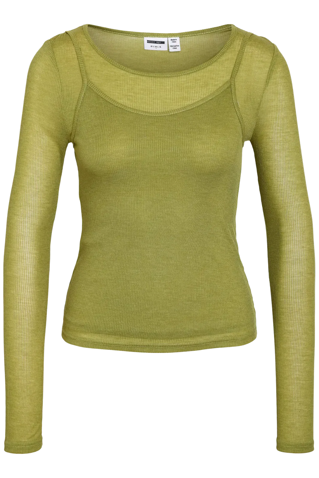 Noisy May - Nmnusa L/S Doublelayer Top - 5144778 Avocado