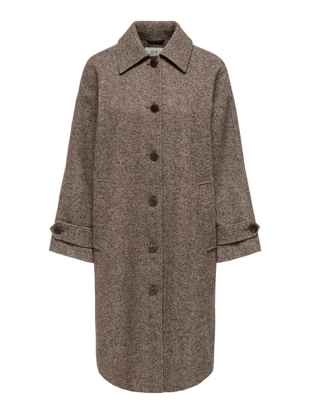 JDY - Jdyvinga Herringbone Long Coat Yfm - 5044304 Chocolate Torte Herringbone
