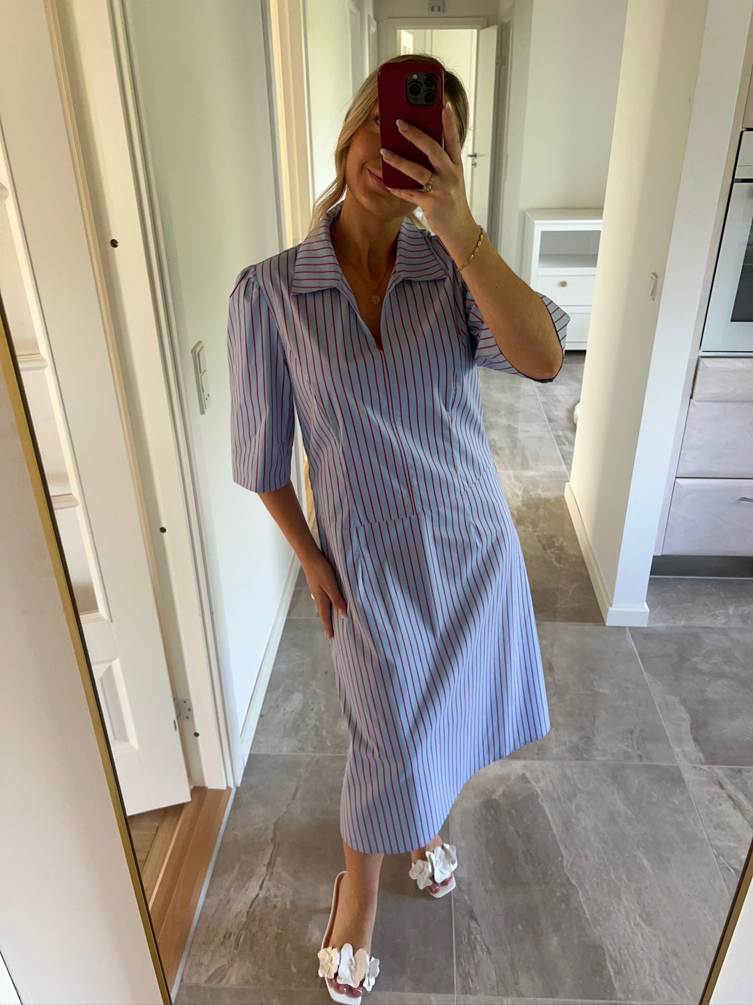 Dear Molly - Shirt Dress - Blue And Red Stripe