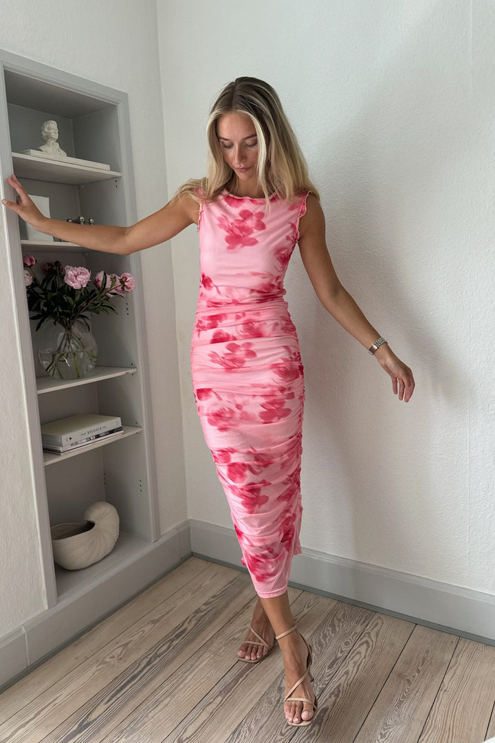 Précommande - BYIC - Miraic Mesh Dress - apfp Abstract Pink Flower Print