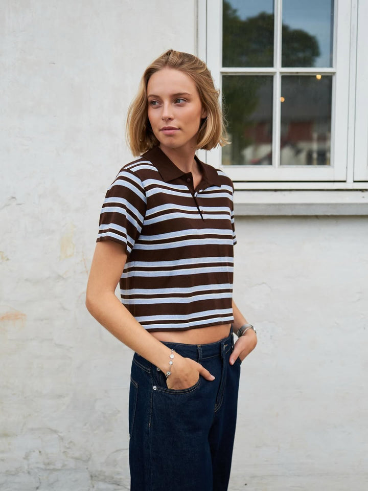 Neo Noir - Mulann Polo Knit Blouse 165966 - 676 - Dark Brown