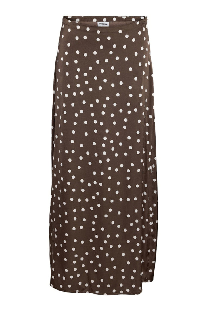 Noisy May x Molly&My - Nmbambi Midi Satin Skirt - 5054595 Chocolate Brown White Polka